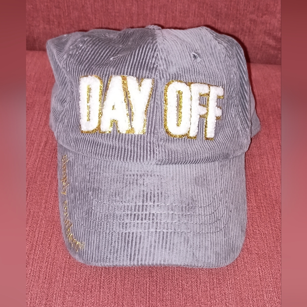 Simply Southern Gray white 3D Day Off corduroy Ball Cap